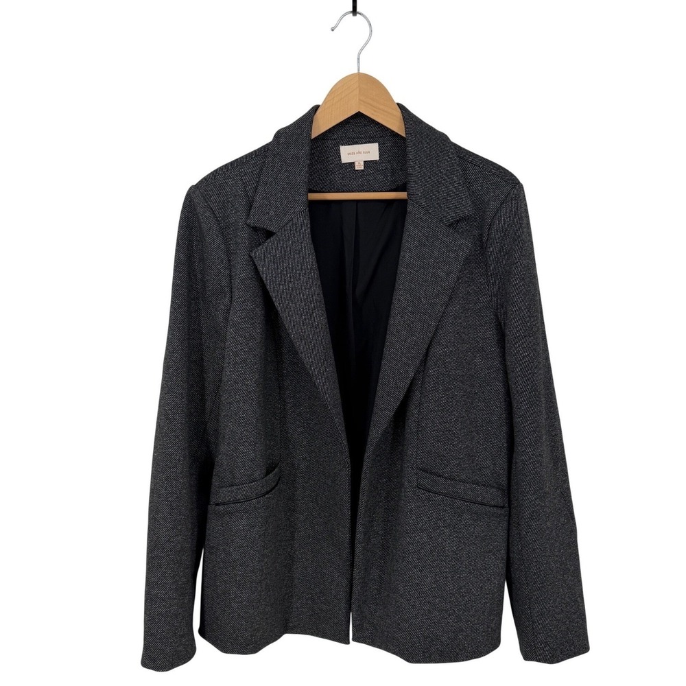 Skies Are Blue Womens XL Gray Knit Open Front Blazer Notched Lapel Jacket